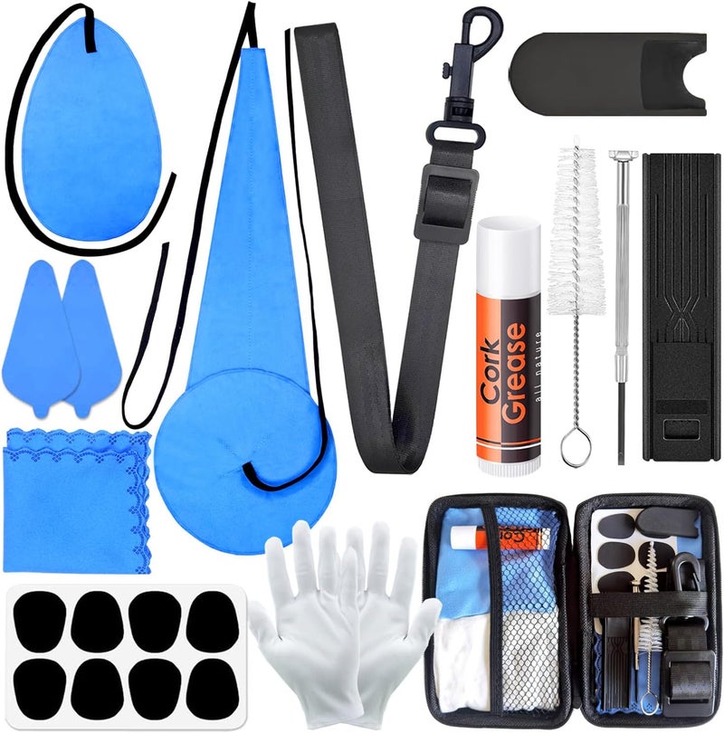 Mereido Saxophone Sax Cleaning kit with Case，Cork Grease,Swab,Cleaning Cloth and More Workable for Wind & Woodwind Struments Clarinet Flute Cleaner Maintenance Kit - Image 1